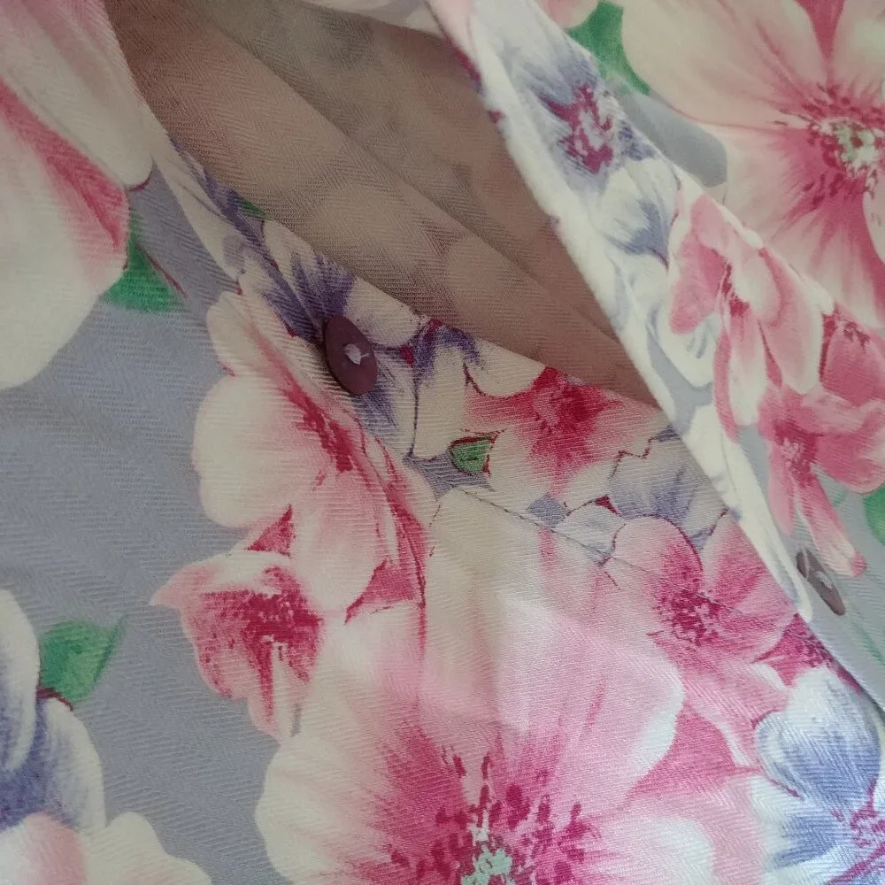 Vintage long button down midi maxi skirt purple pink and green floral Medium - Picture 14 of 14